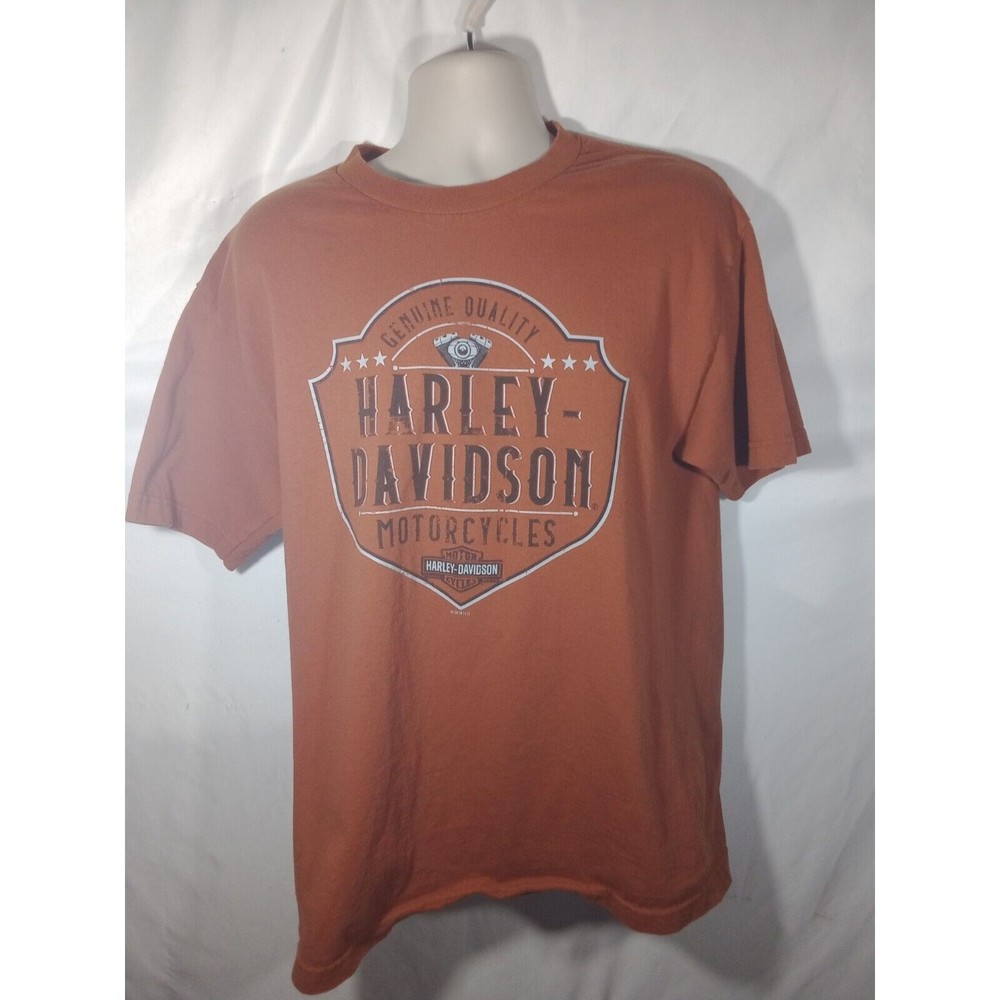 Harley Davidson Men's Size Large Orange/Brown T Shirt Santa Fe New Mexico